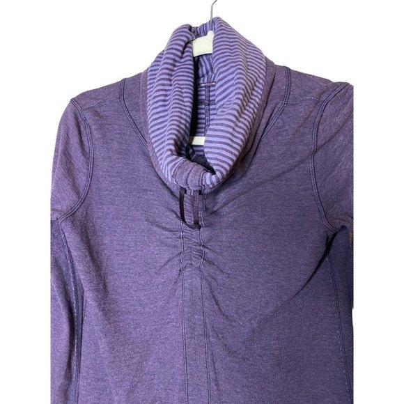 Lululemon Reversible Pullover Long Sleeve Purple Stripe In A Cinch Cowl Neck Sz4 - Picture 5 of 10